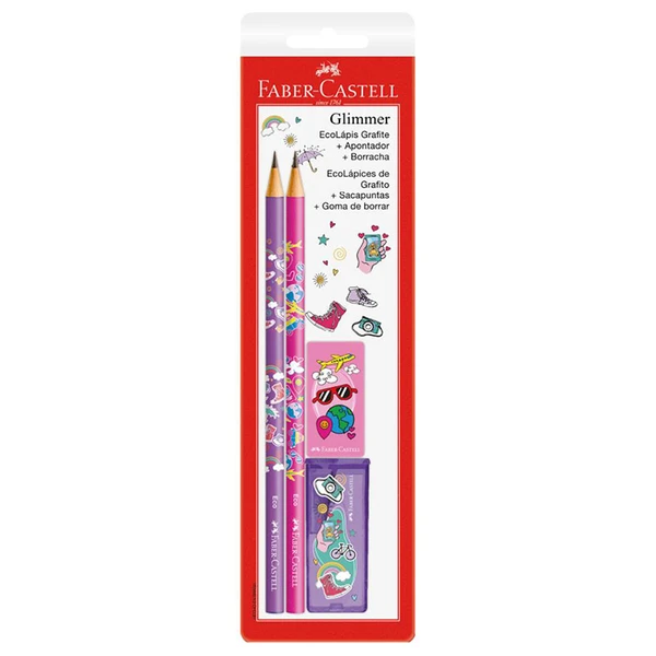 Kit Escolar Faber-Castell Glimmer 4 peças