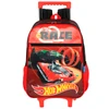 Kit Mochila Carrinho e Lancheira Hot Wheels Vermelho Let's Race com Rodinhas