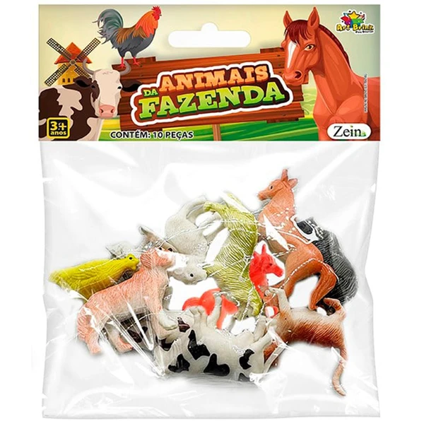 Kit animais Amigos da Fazenda 10 peças