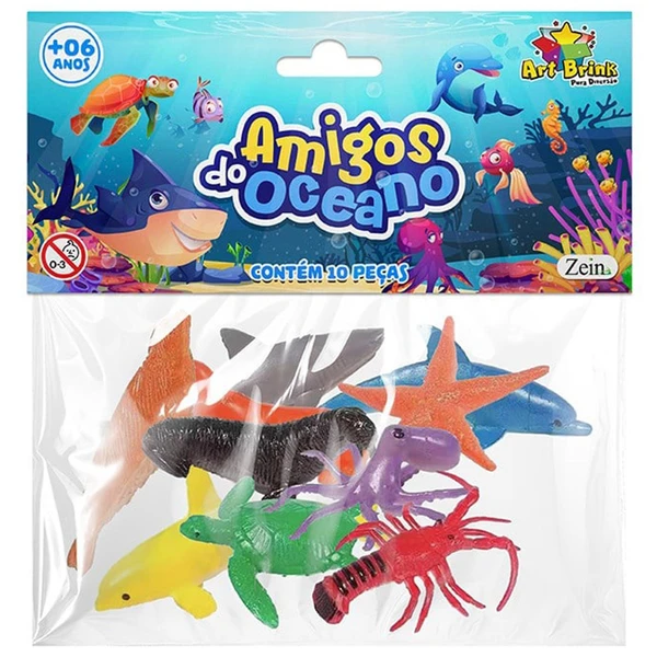 Kit animais marinhos Amigos do Oceano 10 peças