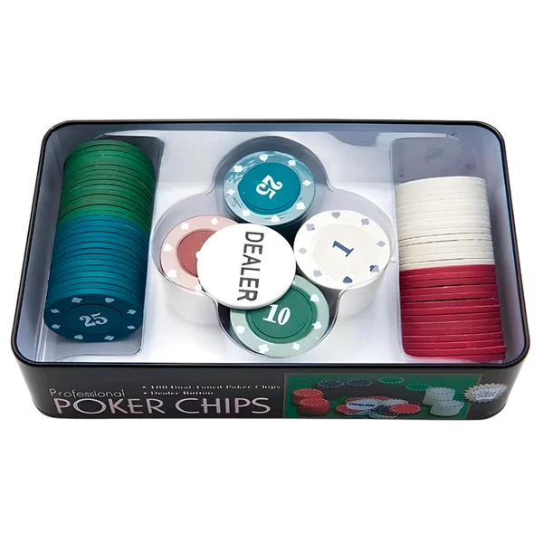 Kit com 100 fichas para Poker em case de metal