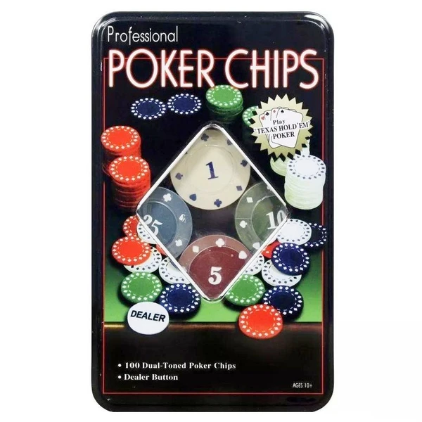 Kit com 100 fichas para Poker em case de metal