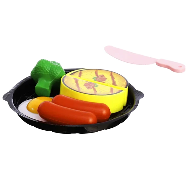 Kit comidinha Little Chef refeição de encaixe com alimentos, prato e cortador