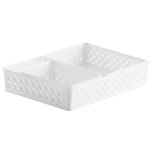 Kit de cesto organizador Rattan branco Paramount 3 peças
