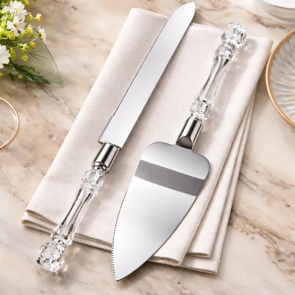 Kit de talheres para cortar bolo com faca e espátula