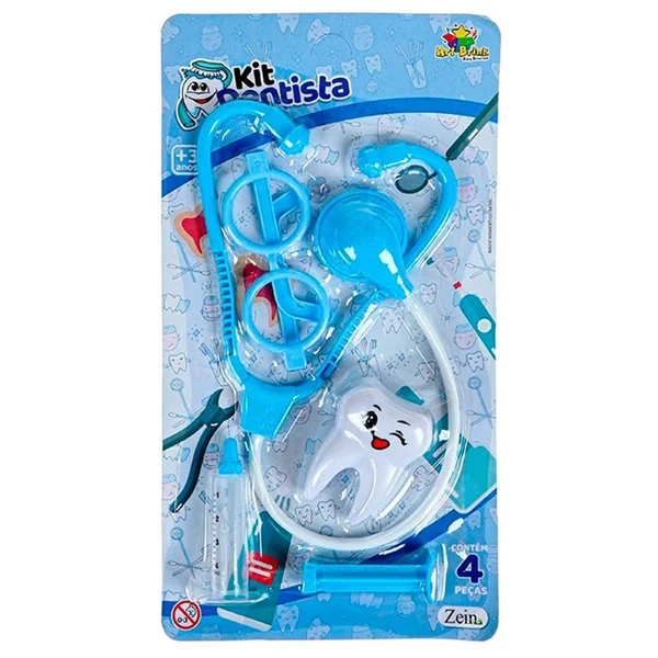 Kit dentista infantil azul 4 peças