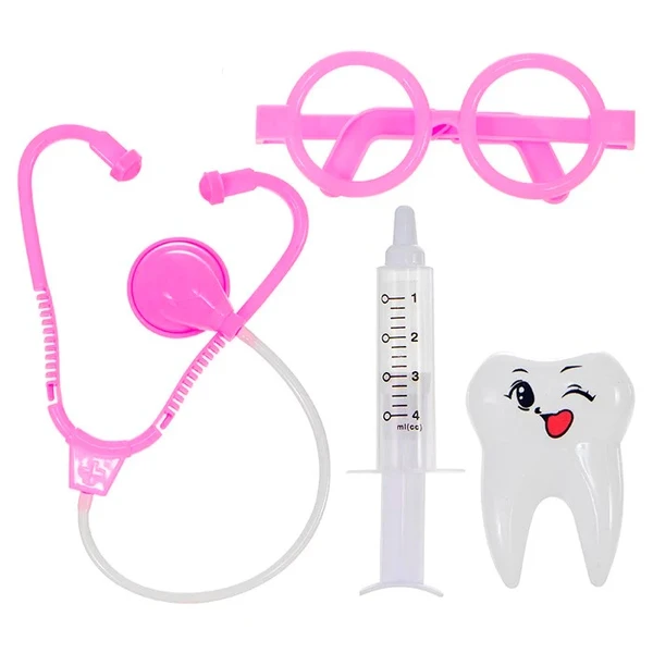 Kit dentista infantil rosa 4 peças