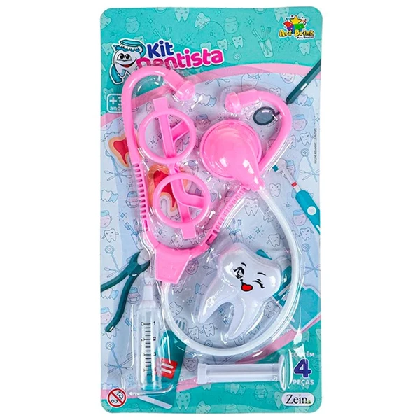 Kit dentista infantil rosa 4 peças