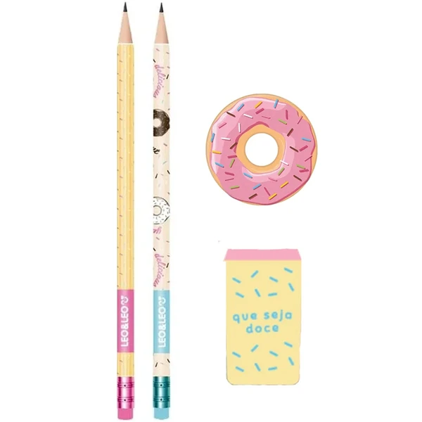Kit escolar Donut Leo&amp;Leo 4 peças