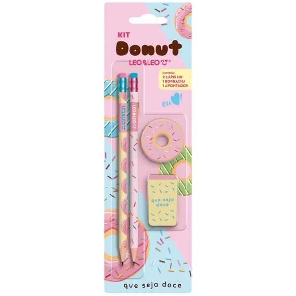 Kit escolar Donut Leo&amp;Leo 4 peças