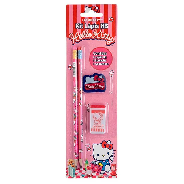 Kit escolar Hello Kitty Sanrio Leo&amp;Leo 4 peças