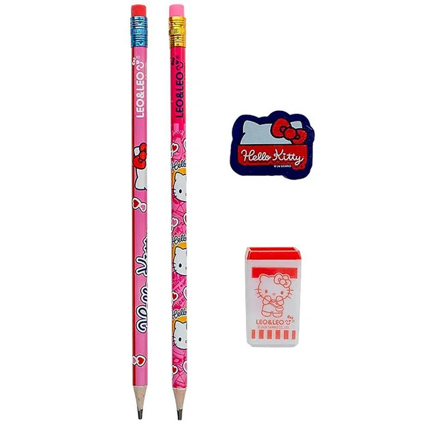 Kit escolar Hello Kitty Sanrio Leo&amp;Leo 4 peças