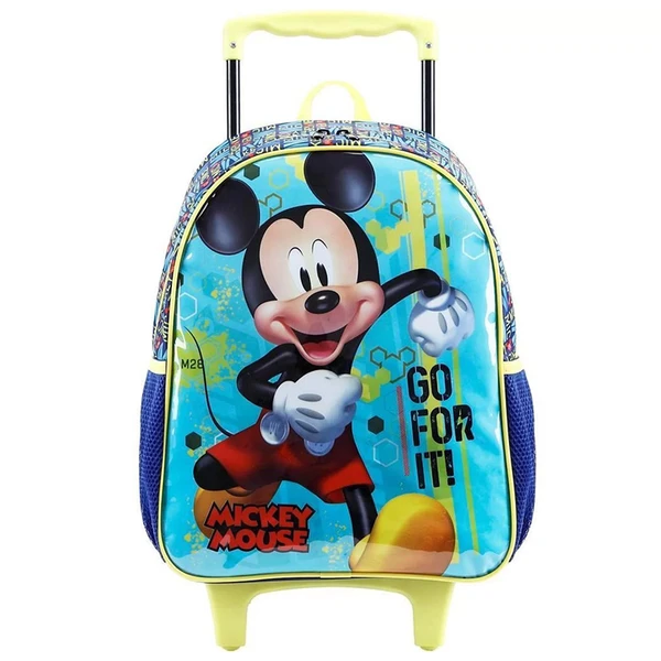 Kit mochila carrinho infantil 16" e estojo escolar Mickey X2 Disney