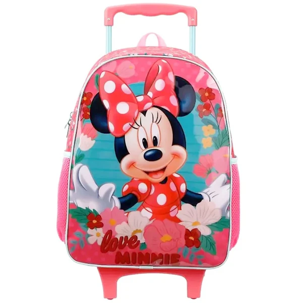 Kit mochila carrinho infantil 16" e estojo escolar Minnie X2 Disney