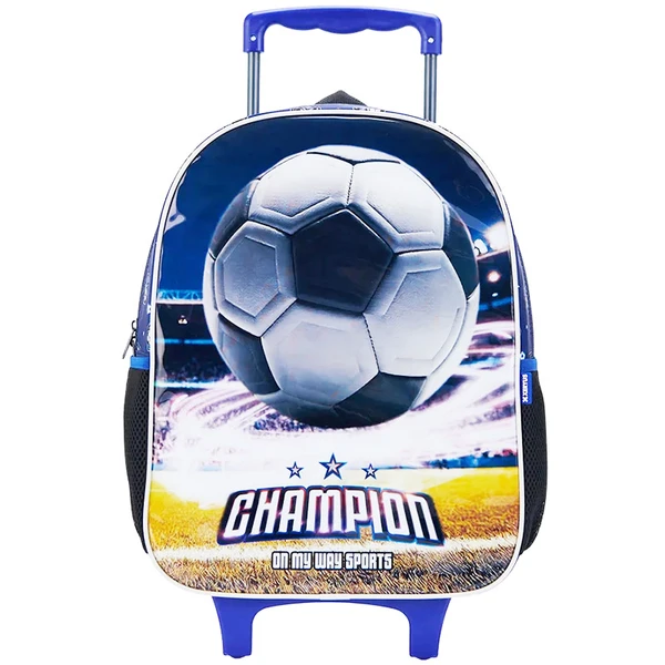 Kit mochila carrinho infantil 16", lancheira térmica e estojo escolar Futebol Champion Xeryus