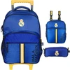 Kit mochila carrinho infantil 16", lancheira térmica e estojo escolar Real Madrid S Xeryus