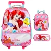 Kit mochila carrinho infantil 2 em 1 16", lancheira térmica e estojo escolar Ariel Y Disney Xeryus