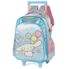 Kit mochila carrinho infantil 2 em 1 16", lancheira térmica e estojo escolar box azul acetinado Cinnamoroll Sanrio Luxcel