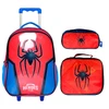 Kit mochila carrinho infantil 2 em 1 17", lancheira térmica e estojo escolar Heroes Spidermax Yins