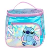 Kit mochila carrinho infantil 2 em 1 17", lancheira térmica e estojo escolar box em material acetinado e holográfico Stitch Disney Luxcel - azul