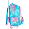 Kit mochila carrinho infantil 2 em 1 17", lancheira térmica e estojo escolar box em material acetinado e holográfico Stitch Disney Luxcel - azul
