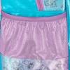 Kit mochila carrinho infantil 2 em 1 17", lancheira térmica e estojo escolar box em material acetinado e holográfico Stitch Disney Luxcel - azul