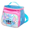 Kit mochila carrinho infantil 2 em 1 17", lancheira térmica e estojo escolar box em material acetinado e holográfico Stitch Disney Luxcel - roxo