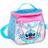 Kit mochila carrinho infantil 2 em 1 17", lancheira térmica e estojo escolar box em material acetinado e holográfico Stitch Disney Luxcel - roxo