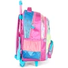 Kit mochila carrinho infantil 2 em 1 17", lancheira térmica e estojo escolar box em material acetinado e holográfico Stitch Disney Luxcel - roxo