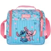 Kit mochila carrinho infantil 2 em 1 18" e lancheira térmica rosa com chaveiro emborrachado Stitch Disney Up4You
