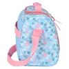Kit mochila carrinho infantil 2 em 1 18" e lancheira térmica rosa com chaveiro emborrachado Stitch Disney Up4You