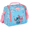 Kit mochila carrinho infantil 2 em 1 18" e lancheira térmica rosa com chaveiro emborrachado Stitch Disney Up4You