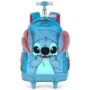 Kit mochila carrinho infantil 2 em 1 18", lancheira térmica e estojo escolar Stitch Disney Luxcel - azul