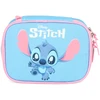 Kit mochila carrinho infantil 2 em 1 18", lancheira térmica e estojo escolar box azul Stitch Disney Luxcel