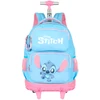 Kit mochila carrinho infantil 2 em 1 18", lancheira térmica e estojo escolar box azul Stitch Disney Luxcel