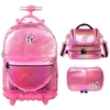 Kit mochila carrinho infantil 2 em 1 360° 17", lancheira térmica e estojo escolar box Emilly Vick Tween Xeryus