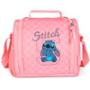 Kit mochila carrinho infantil 2 em 1 360° 18", lancheira térmica e estojo escolar box rosa Stitch Disney Luxcel
