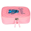 Kit mochila carrinho infantil 2 em 1 360° 18", lancheira térmica e estojo escolar box rosa Stitch Disney Luxcel