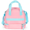 Kit mochila carrinho infantil 2 em 1 com rodinhas de skate 360°, lancheira térmica e estojo escolar box Stitch Disney Luxcel - rosa