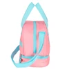 Kit mochila carrinho infantil 2 em 1 com rodinhas de skate 360°, lancheira térmica e estojo escolar box Stitch Disney Luxcel - rosa