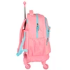 Kit mochila carrinho infantil 2 em 1 com rodinhas de skate 360°, lancheira térmica e estojo escolar box Stitch Disney Luxcel - rosa
