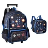 Kit mochila carrinho infantil 2 em 1 interativa com luzes 16" e lancheira térmica 9" Game Start
