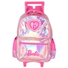 Kit mochila carrinho infantil 2 em 1, lancheira térmica e estojo escolar box pink holográfico Barbie Mattel Luxcel + brinde