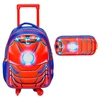 Kit mochila carrinho infantil 360° e estojo escolar Iron Armor