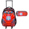 Kit mochila carrinho infantil 360° e estojo escolar Iron Armor