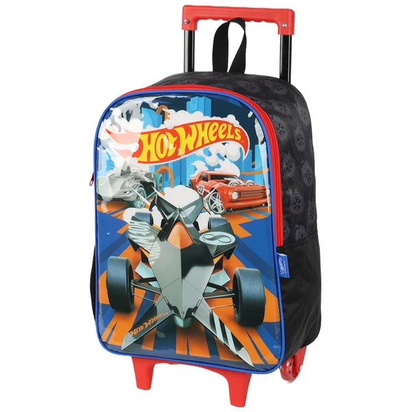 Kit mochila carrinho infantil e lancheira térmica Hot Wheels Mattel - preto