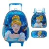 Kit mochila carrinho, lancheira térmica e estojo Cinderela X 16"