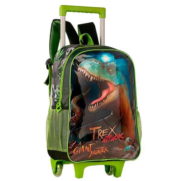 Kit mochila carrinho, lancheira térmica e estojo T-Rex Attack 16"