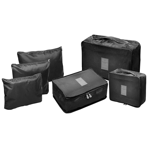 Kit organizador necessaire de mala preta Lyor 6 peças
