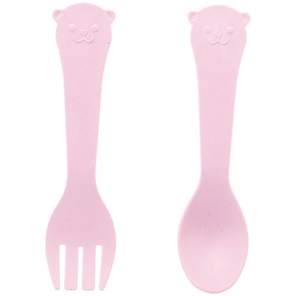 Kit refeição infantil em bambu ecológico Baby Bear Rosa Lyor 3 peças